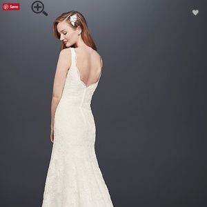 PETITE David's Bridal Jewel Lace Mermaid Gown